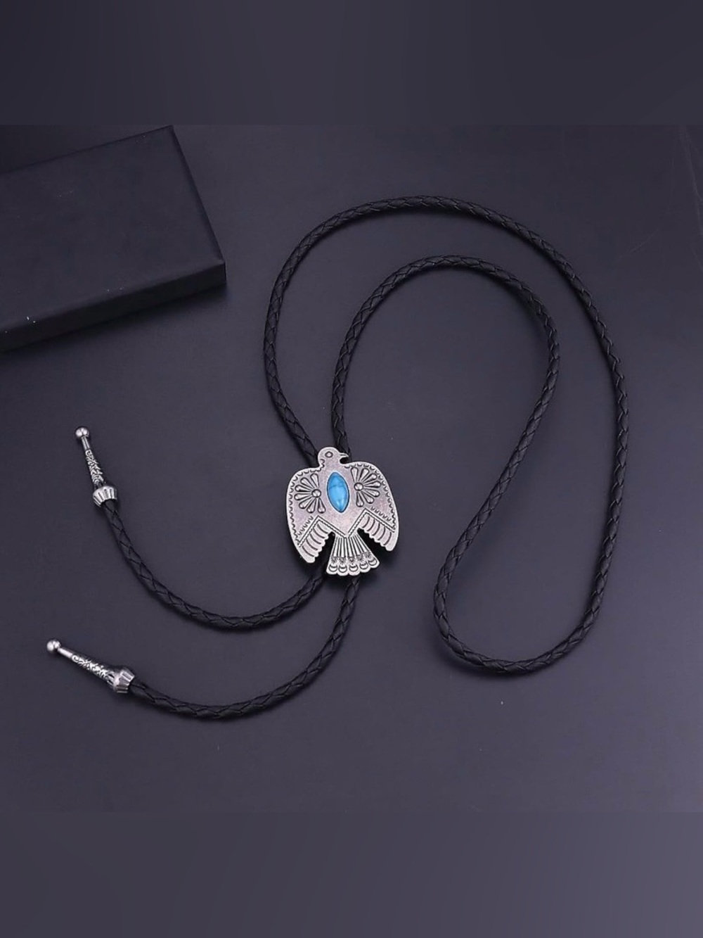 Silver Thunderbird Pendant Necklace with Turquoise Accent - Women Jewelry